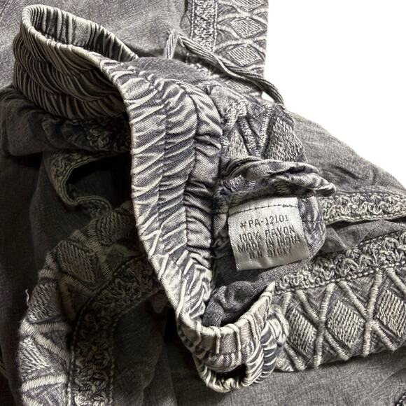 Solitaire Pants Gray Elastic Waist Womens Size Small Boho Baggy Cuffed Hippie - Picture 5 of 5